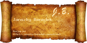 Janszky Benedek névjegykártya